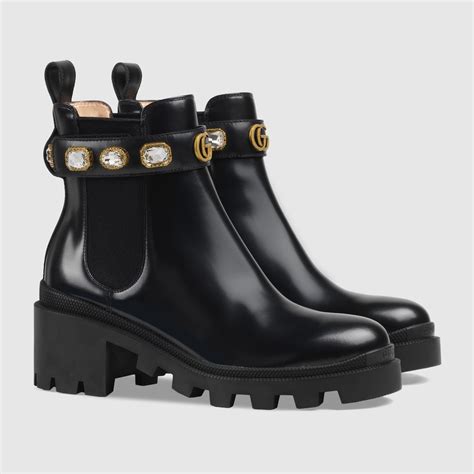 gucci black logo boots|Gucci leather boots.